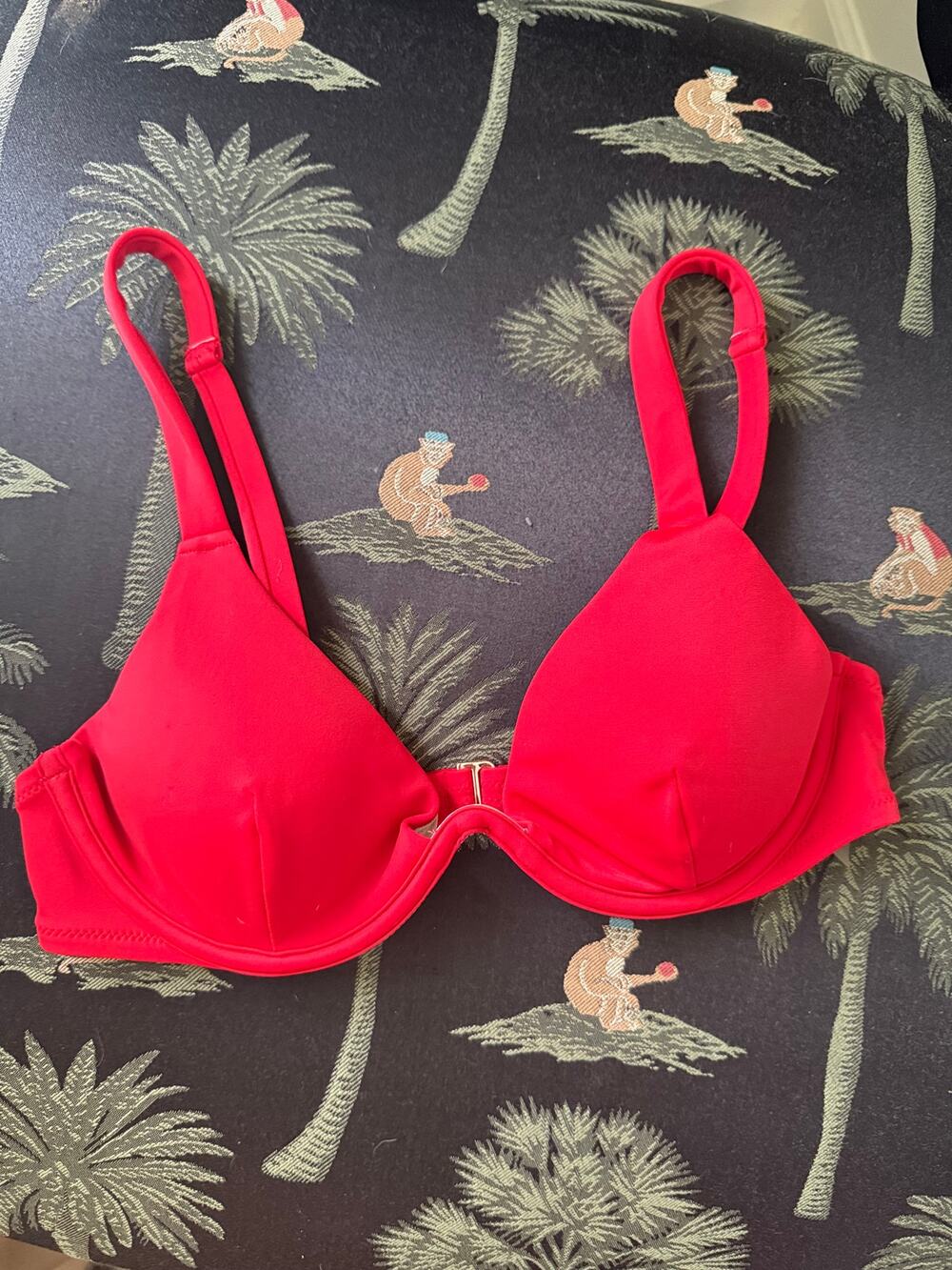 Shade & Shore Red Underwire Bikini Top Women’s 34B Padded Adjustable Swim Top
